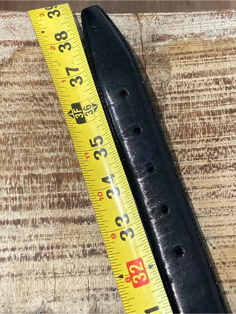 Fossil Black Leather Western-Style Belt with Silver-Tone Heart Accents